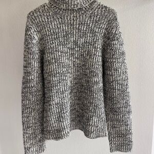 Unisex Wool Vintage Turtleneck Heathered Gray Sweater M